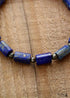 Boho Bracelet, Stretchy Bracelet, Blue Lapis and Purple Amethyst